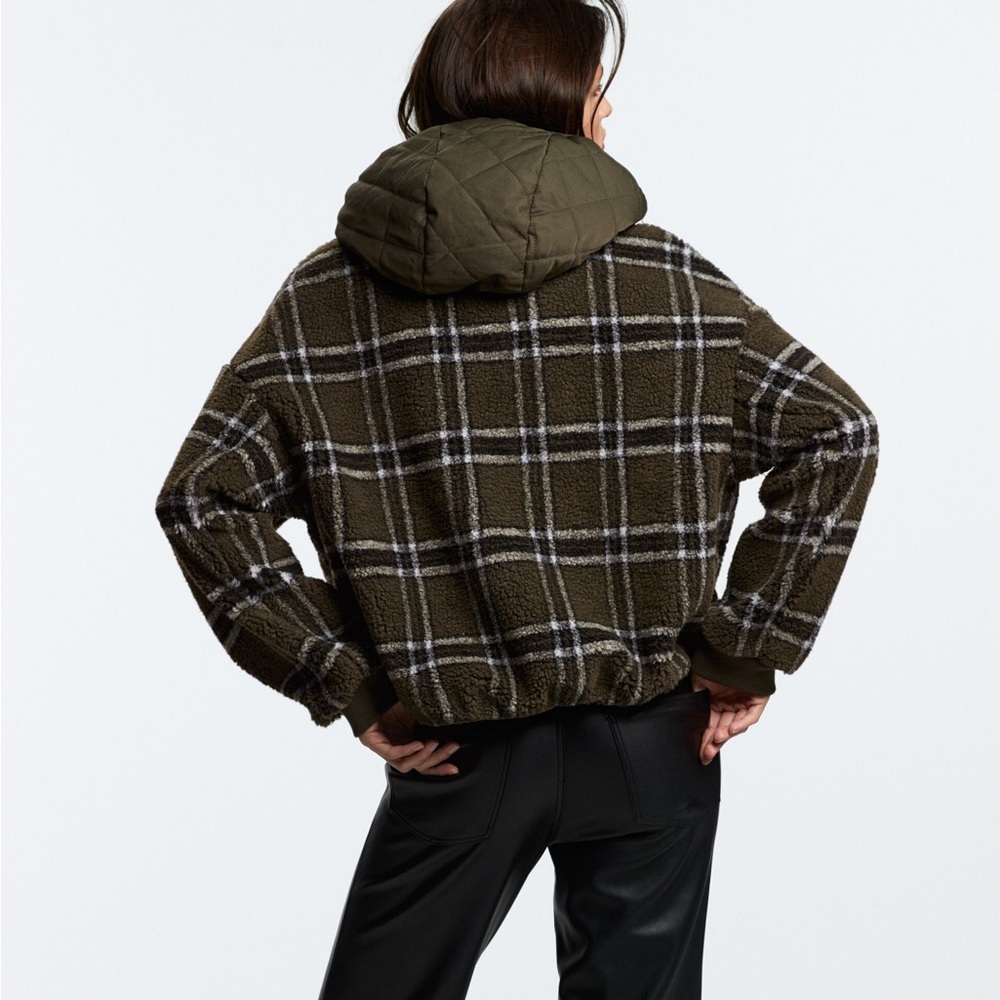 Zara Plaid Combination Jacket Size XL - Picture 3 of 9